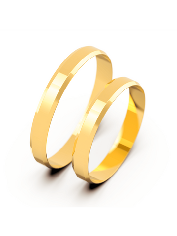 Par Aliança Casamento 3mm Ouro 18K Chanfrada Neumond Joias